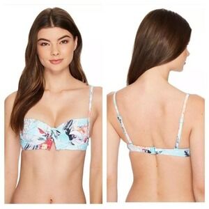New Revolve Seafolly Iceberg Modern Love V Wire Bustier Bikini Top Size 4